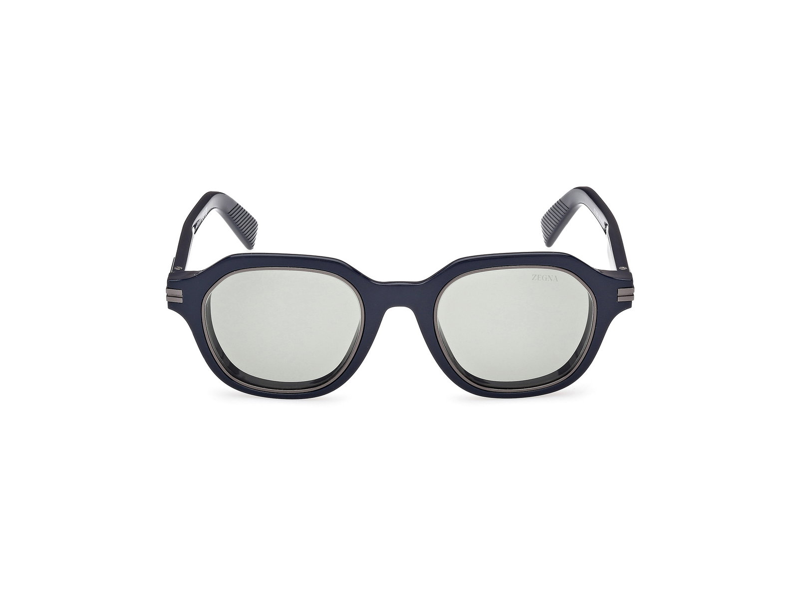 Das Bild zeigt die Zegna Sonnenbrille 0250 in glänzend blau von vorne.